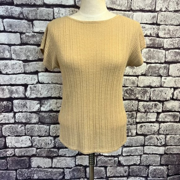 Evan Picone Tops - Evan-Picone Beige Knit Short Sleeve Top Size M